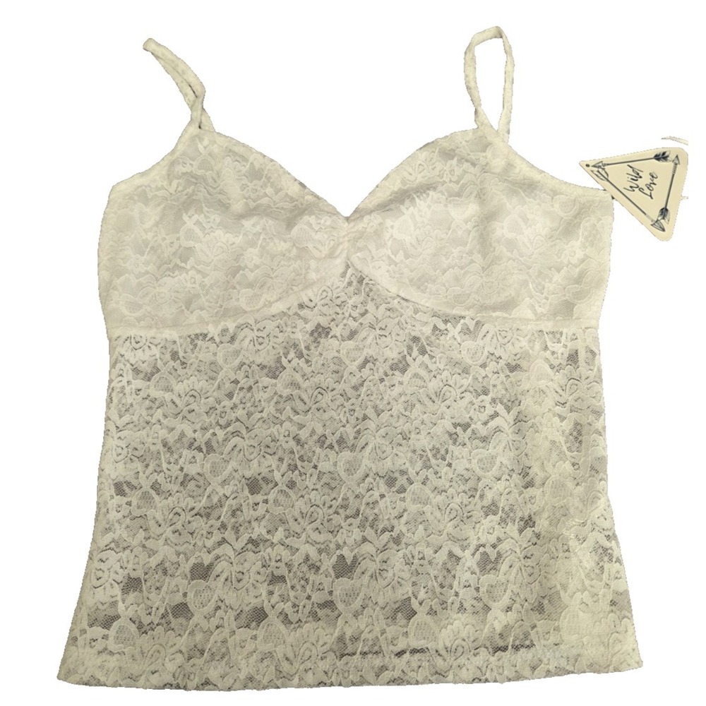 Wild Love Womens Lace Wht Tank Top SZ L NWT